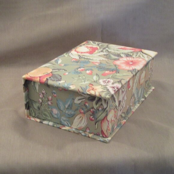 Floral Fabric Jewelry Box, Trinket Storage, with Mirror - Picture 5 of 5